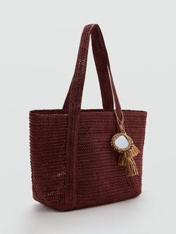 Mango Woven Tote Bag, Bordeaux, Bordeaux