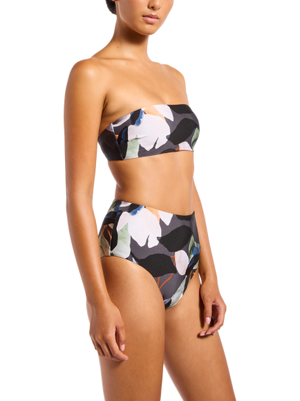 JETS Flourish High Waist Bikini Bottoms, Charcoal - view 2, Charcoal