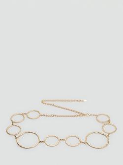 Mango Sculpted Ring Link Chain Belt, Gold, Gold
