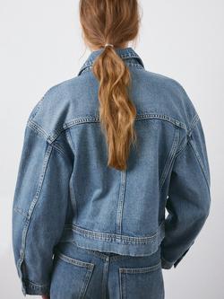Mango Loose Fit Long Sleeve Denim Jacket, Blue - view 2, Blue