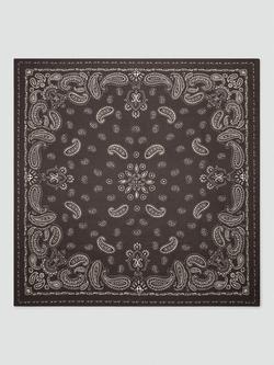 Mango Paisley Print Lightweight Square Scarf, Chocolate, Chocolate
