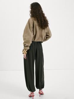 Mango Long Sleeve Cropped Loose Fit Jacket, Sand - view 2, Sand