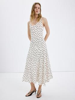 Mango Polka Dot Dress, Off White, Off White