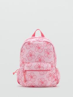 Mango Kids' Flower Print Backpack, Pink - view 2, Pink