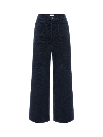 FRAME Slim Corduroy Wide Leg Palazzo Jeans, Navy, Navy