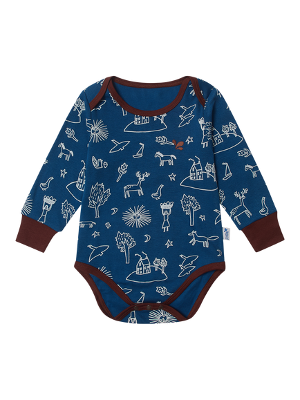 Muddy Puddles Baby Base Layer Long Sleeve Bodysuit, Blue/Multi