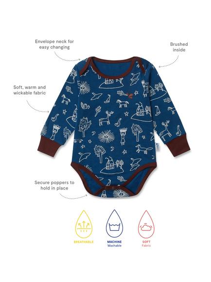 Muddy Puddles Baby Base Layer Long Sleeve Bodysuit - view 2, Blue/Multi