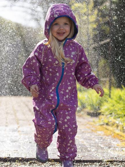 Muddy Puddles Kids' Splash AIl In One Puddlesuit, Pink/White - view 2, Pink/White