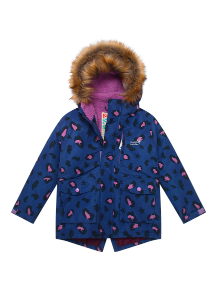 Muddy Puddles Kids' Waterproof Parka Coat, Blue/Multi, Blue/Multi