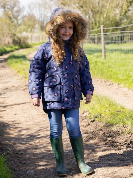 Muddy Puddles Kids' Waterproof Parka Coat, Blue/Multi - view 2, Blue/Multi
