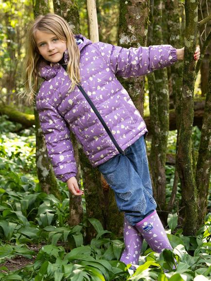 Muddy Puddles Kids' Puffer Jacket, Lilac/White - view 2, Lilac/White