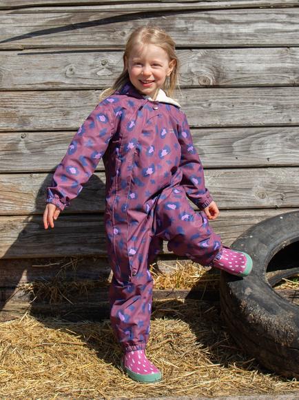 Muddy Puddles Kids' Scampsuit, Burgundy - view 2, Burgundy/Multi