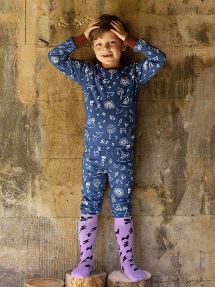 Muddy Puddles Kids' Long Sleeve Base Layer Top - view 2, Blue/Multi