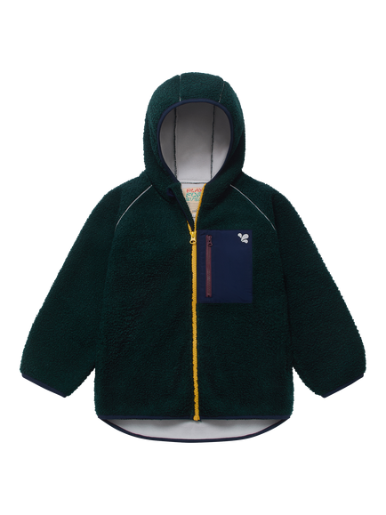 Muddy Puddles Kids' Hooded Borg Fleece Jacket, Green