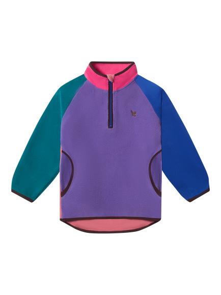Muddy Puddles Kids' Half Zip Polar Fleece, Purple/Multi, Purple/Multi