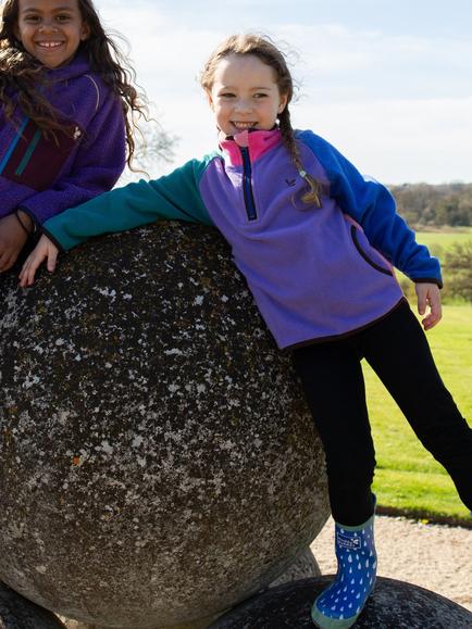 Muddy Puddles Kids' Half Zip Polar Fleece, Purple/Multi - view 2, Purple/Multi