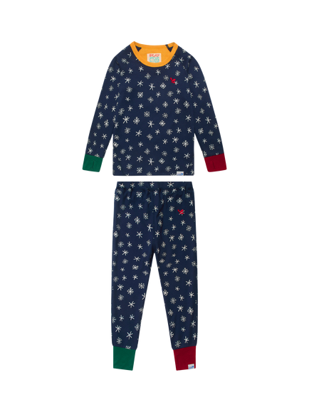 Muddy Puddles Kids' Long Sleeve Christmas Pyjama Set, Navy/Multi