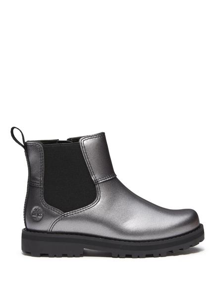 Timberland Kids' Courma Metallic Leather Chelsea Boots, Silver Full Grain, Silver Full Grain
