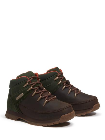 Timberland Kids' Euro Hiker Leather Boots, Dk Brown - view 2, Dk Brown