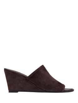 St. Agni Suede Suede Bandeau Wedge Sandals, Chocolate, Chocolate