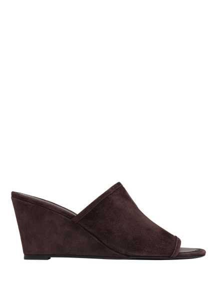 St. Agni Suede Suede Bandeau Wedge Sandals, Chocolate, Chocolate