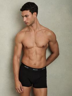 Reiss Heller Cotton Blend Trunks, Pack of 3, Black, Black