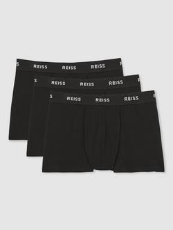 Reiss Heller Cotton Blend Trunks, Pack of 3, Black - view 2, Black