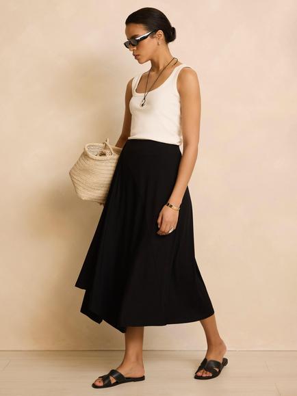 Mint Velvet Jersey Asymmetric Skirt, Black, Black