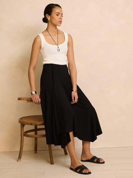 Mint Velvet Jersey Asymmetric Skirt, Black - view 2, Black