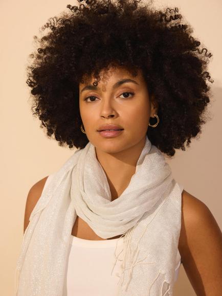 Mint Velvet Metallic Lightweight Scarf, Gold - view 2, Gold