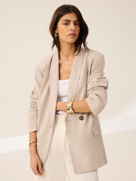 Mint Velvet Single Breasted Blazer, Natural - view 2, Natural