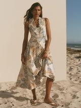Mint Velvet Floral Print Sleeveless Maxi Dress, White Ivory/Multi