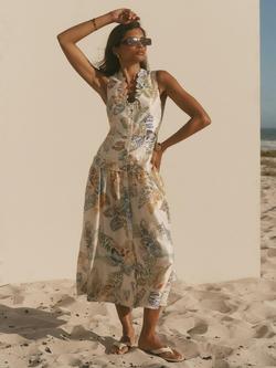 Mint Velvet Floral Print Sleeveless Maxi Dress, White Ivory/Multi - view 2, White Ivory/Multi