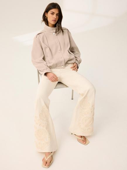 Mint Velvet Flared Jeans, Natural Cream - view 2, Natural Cream