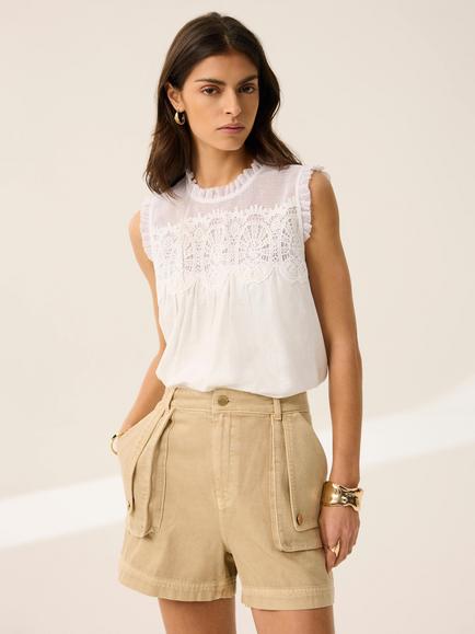 Mint Velvet Utility Pocket Detail Shorts, Beige - view 2, Beige
