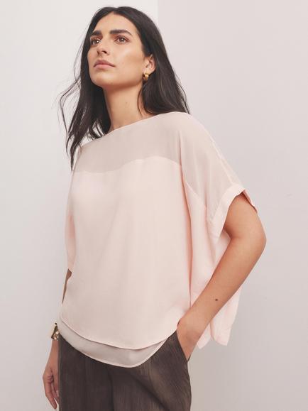 Mint Velvet Double Layer Top, Pink Light, Pink Light