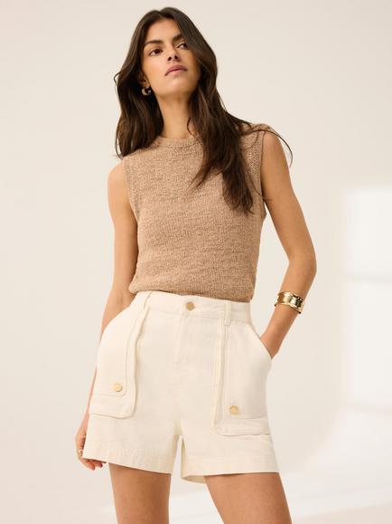 Mint Velvet Cotton Blend Knitted Vest, Brown, Brown