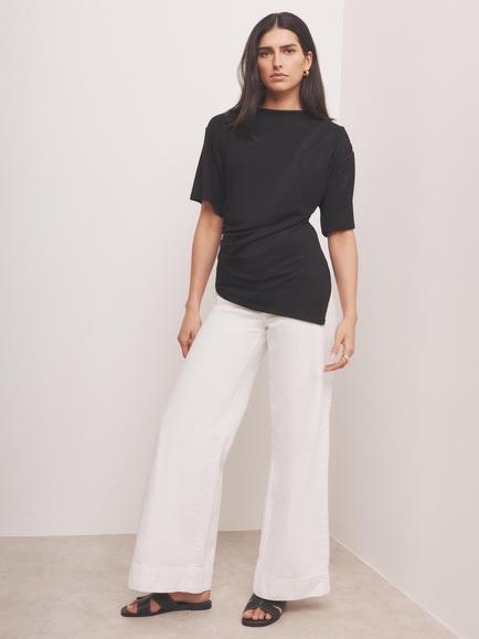 Mint Velvet Draped Asymmetric Top, Black - view 2, Black
