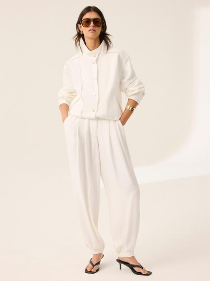 Mint Velvet Cuffed Balloon Joggers, White Ivory, White Ivory