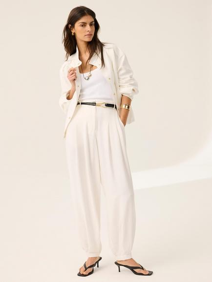 Mint Velvet Cuffed Balloon Joggers, White Ivory - view 2, White Ivory