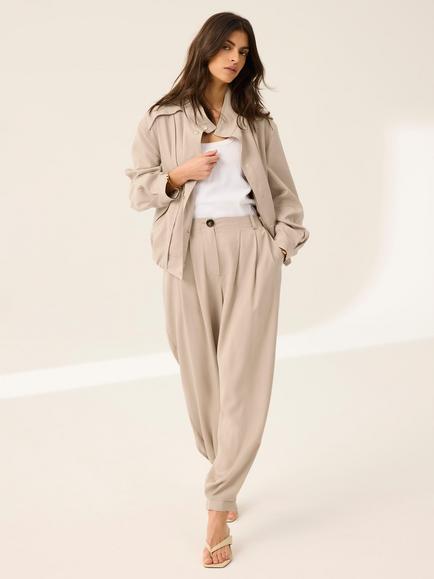 Mint Velvet Balloon Leg Trousers, Beige, Beige