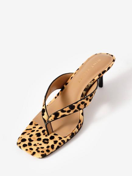 Mint Velvet Betty Leather Kitten Heel Toe Post Sandals, Natural - view 2, Natural