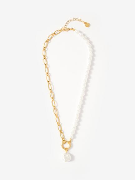 Mint Velvet Pearl Drop Necklace, Gold/White, Gold/White