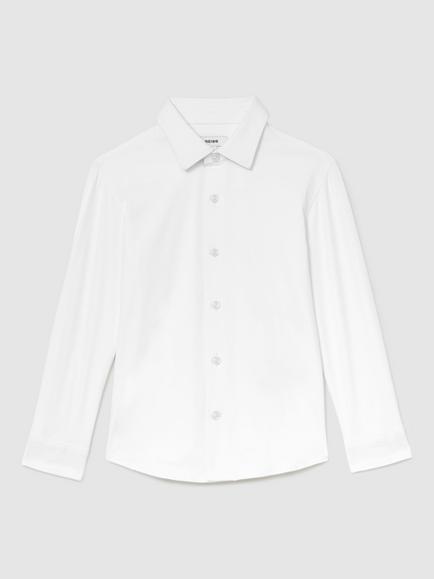 Reiss Kids' Voyager Long Sleeve Shirt, White, White