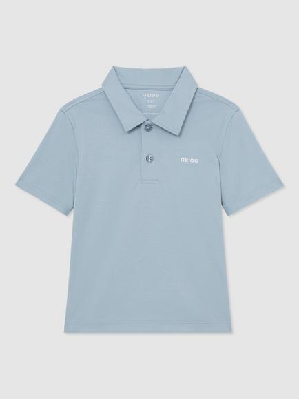 Reiss Kids' Tello Logo Polo Shirt, Soft Blue, Soft Blue