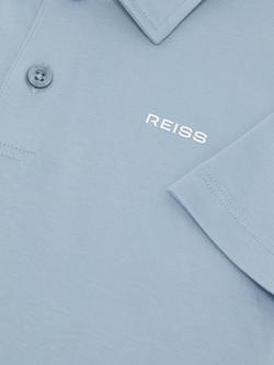 Reiss Kids' Tello Logo Polo Shirt, Soft Blue - view 2, Soft Blue