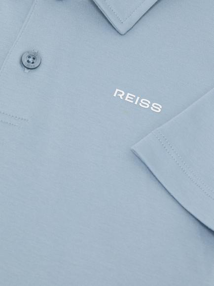 Reiss Kids' Tello Logo Polo Shirt, Soft Blue - view 2, Soft Blue
