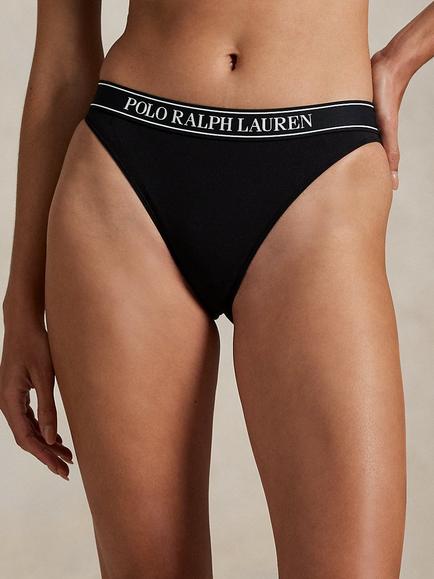 Polo Ralph Lauren Essentials Mid Rise Thong, Onyx Black