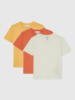 Reiss Kids' Bless Short Sleeve Crew T-Shirt, Yellow/Orange/White, Yellow/Orange/White