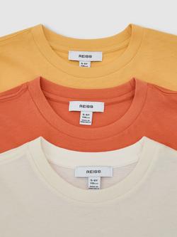 Reiss Kids' Bless Short Sleeve Crew T-Shirt, Yellow/Orange/White - view 2, Yellow/Orange/White
